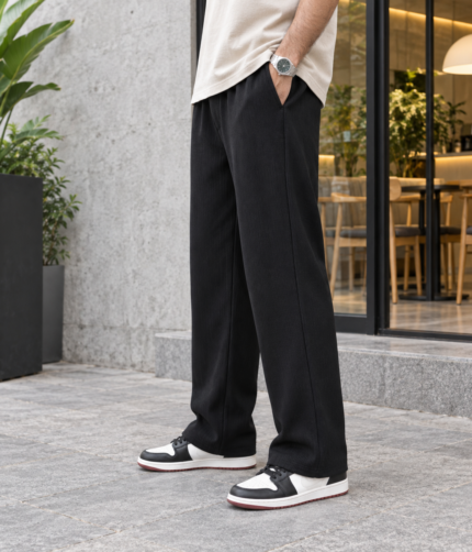 Solid Black Straight Cut Joggers