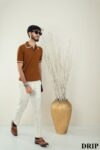 BrewKnit | Coffee Textured Knit Polo T-Shirt