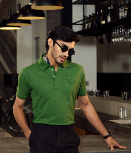 Luxe Moss | A Fresh, Medium Green Minimalist Polo Shirts