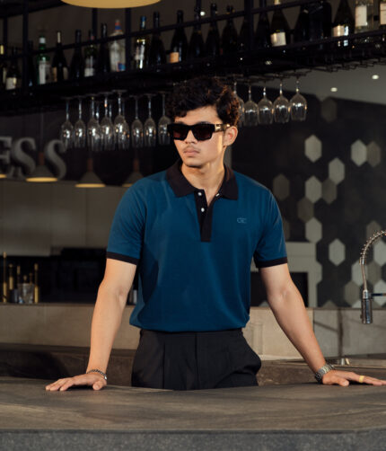 Apatite | Deep Blue-Green Shade Minimalist Polo Shirts