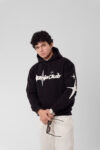 Noctis | Jet Black Puff Printed Hoodie